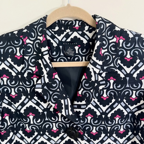 SILKLAND Women's Mid Century Modern 3/4 Sleeve 100% Silk Blazer Size Small - Picture 7 of 13